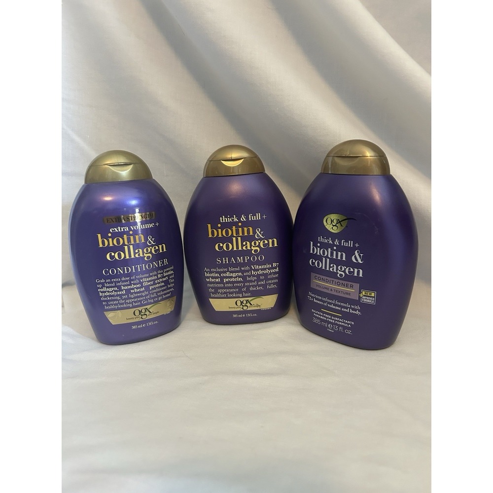 OGX Thick & Full +‎ Biotin & Collagen SHAMPOO & CONDITIONER Bottle, 13 fl oz Set